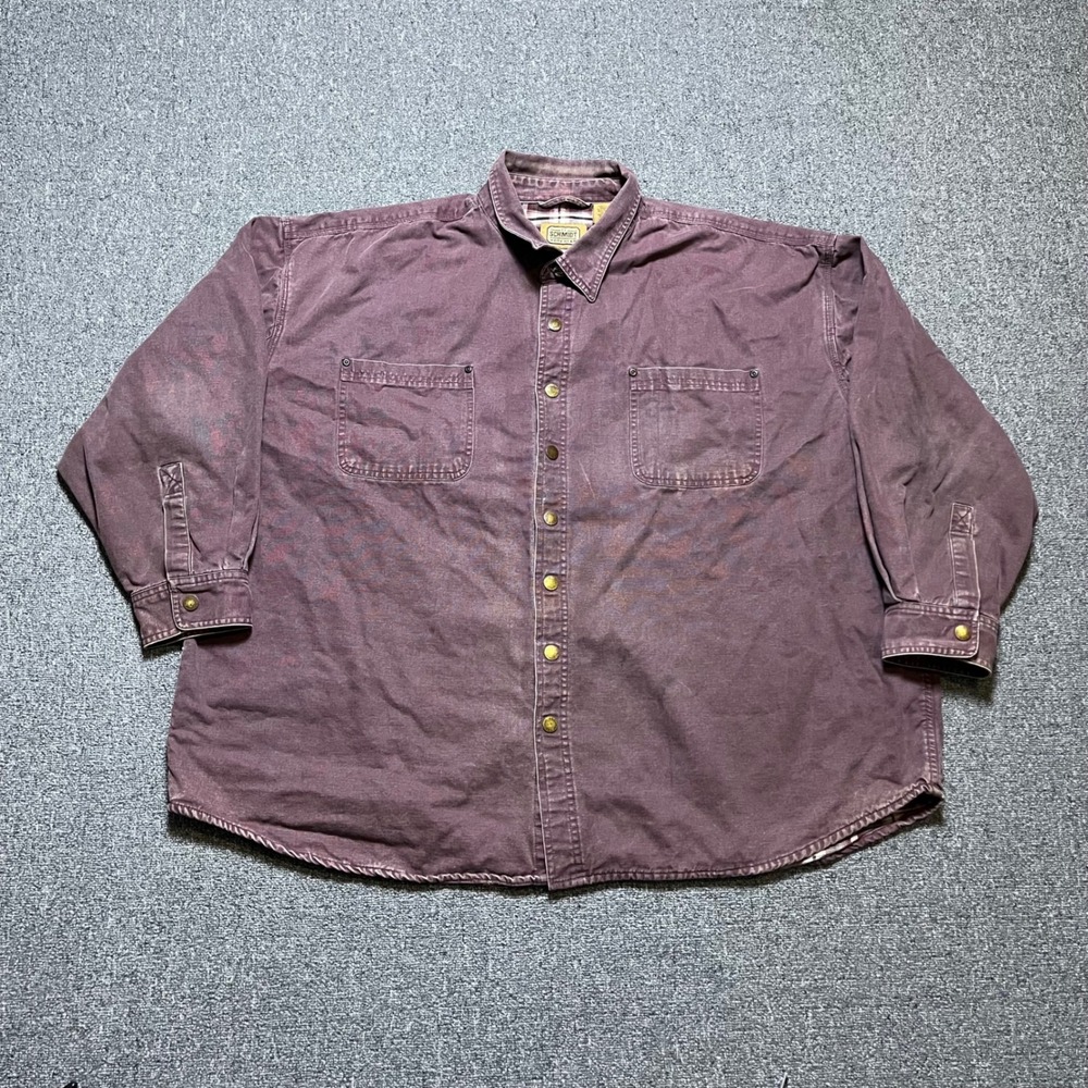 Vintage C.E. Schmidt Workwear 3XL Purple Flannel Lined Canvas Snap Front Jacket